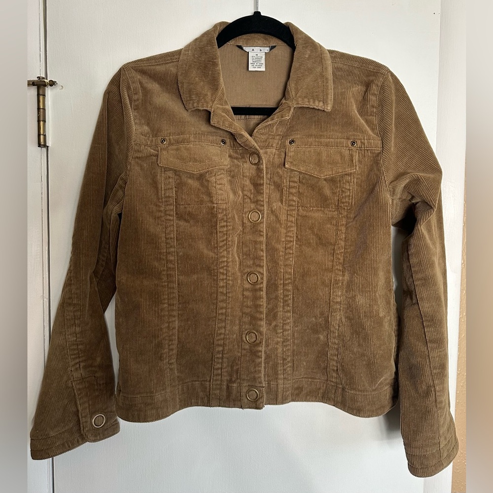 CAbi Tan Corduroy Jacket Medium | Soft Stretch Fall Layering